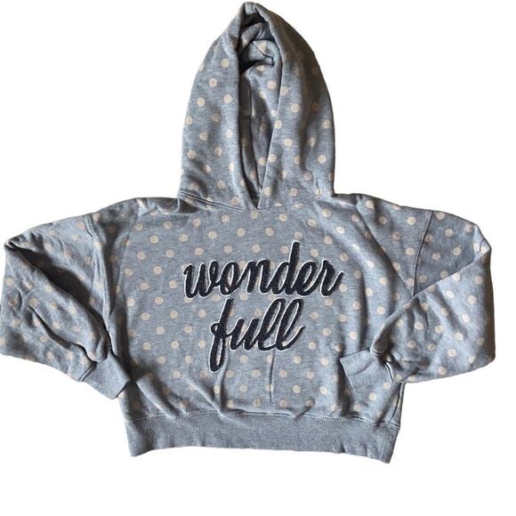 Zara Girls Wonderful Grey Hooded Polka Dot Graphic Sweatshirt Size 11/12 - Picture 1 of 7